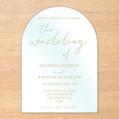 Blue Watercolor Wave Wedding Acryleinladungen (Vorderseite)