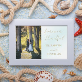 Blue Watercolor Wave Wedding Dankeskarte