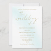 Blue Watercolor Wave Wedding Einladung (Vorderseite)