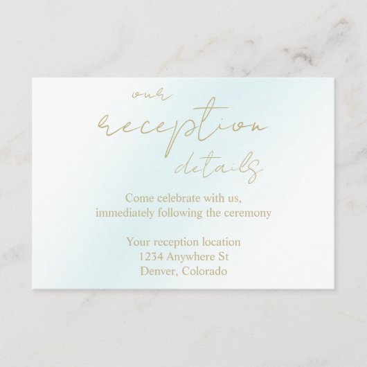 Blue Watercolor Wave Wedding Empfang Begleitkarte (Vorderseite)