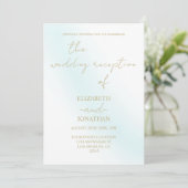 Blue Watercolor Wave Wedding Empfang Einladung (Stehend Vorderseite)