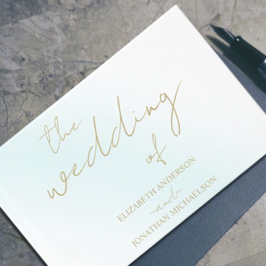 Blue Watercolor Wave Wedding Gästebuch
