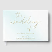 Blue Watercolor Wave Wedding Gästebuch (Vorderseite)