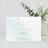 Blue Watercolor Wave Wedding Hotel Begleitkarte (Stehend Vorderseite)
