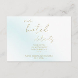 Blue Watercolor Wave Wedding Hotel Begleitkarte