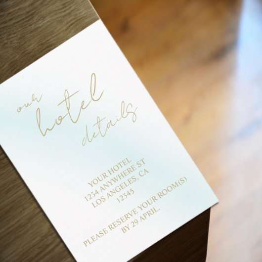 Blue Watercolor Wave Wedding Hotel Begleitkarte