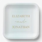Blue Watercolor Wave Wedding Pappteller (Vorderseite)