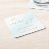 Blue Watercolor Wave Wedding Rechteckiger Pappuntersetzer (angewinkelt)