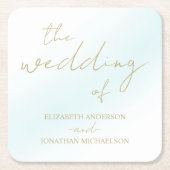 Blue Watercolor Wave Wedding Rechteckiger Pappuntersetzer (Vorderseite)