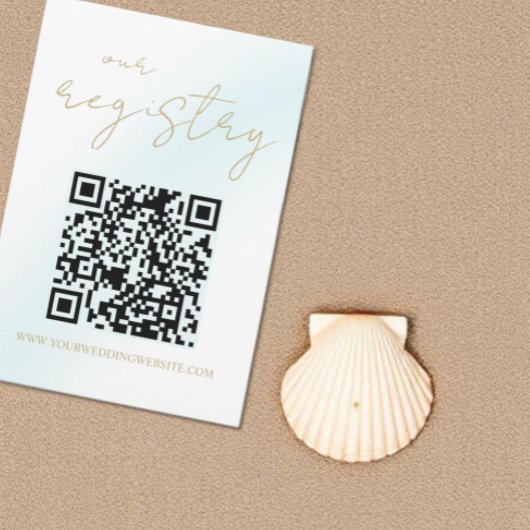 Blue Watercolor Wave Wedding Registry Begleitkarte