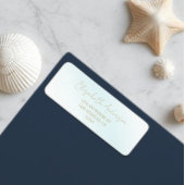 Blue Watercolor Wave Wedding Rücksendeadresse