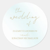 Blue Watercolor Wave Wedding Runder Aufkleber (Vorderseite)