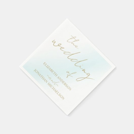 Blue Watercolor Wave Wedding Serviette (Ecke)