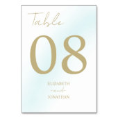 Blue Watercolor Wave Wedding Tischnummer (Rückseite)