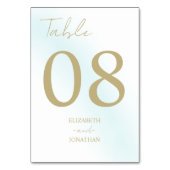 Blue Watercolor Wave Wedding Tischnummer (Vorderseite)