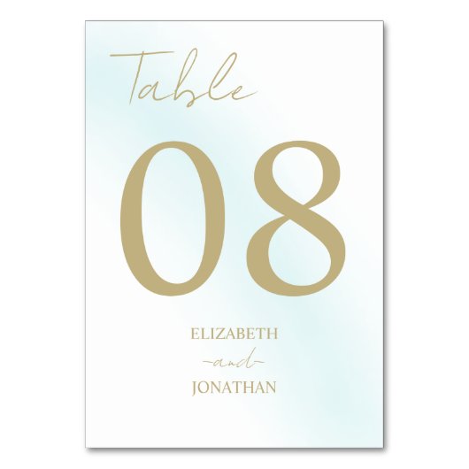 Blue Watercolor Wave Wedding Tischnummer (Vorderseite)