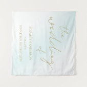 Blue Watercolor Wave Wedding Wandteppich (Vorderseite (Horizontal))