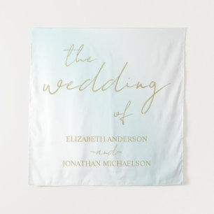 Blue Watercolor Wave Wedding Wandteppich