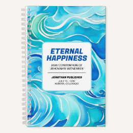 Blue Watercolor Waves Eternal Happiness Convention Notizblock