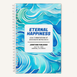 Blue Watercolor Waves Eternal Happiness Convention Notizblock