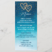 Blue Watercolor Waves mit Monogramm Hochzeit Menükarte (Vorderseite)
