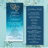 Blue Watercolor Waves mit Monogramm Hochzeit Programm
