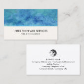 Blue Watercolor Web Design Business Card Visitenkarte (Vorne/Hinten)