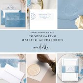 Blue Watercolor Wedding Classic Monogram RSVP Card Karte