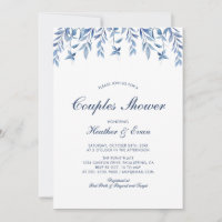 Blue Watercolor Wedding Couples Dusche Einladung