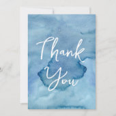 Blue Watercolor Wedding Foto Danke, Card Einladung (Vorderseite)