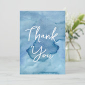 Blue Watercolor Wedding Foto Danke, Card Einladung (Stehend Vorderseite)