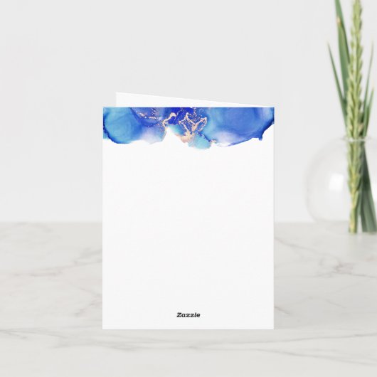 Blue Watercolor Wedding Foto Dankeskarte (Rückseite)