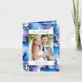 Blue Watercolor Wedding Foto Dankeskarte (Vorderseite)
