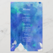 Blue Watercolor Wedding Menu (Vorderseite)