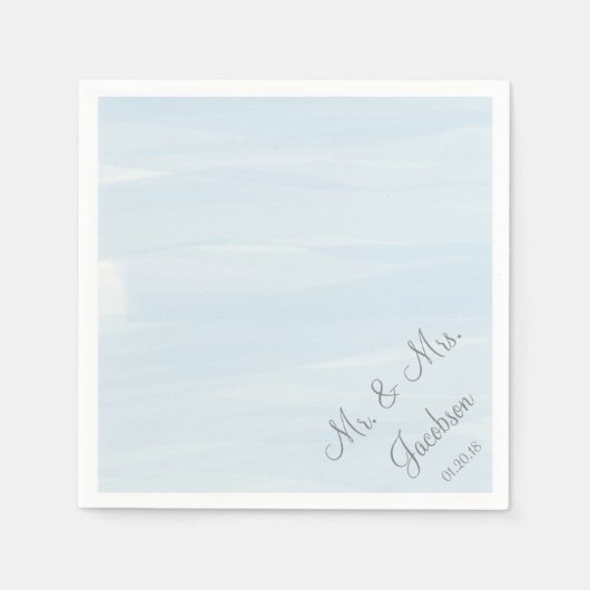 Blue Watercolor Wedding Napkins Serviette (Vorderseite)
