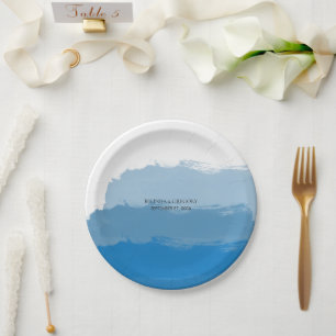 Blue Watercolor Wedding Pappteller