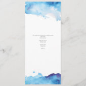 Blue Watercolor Wedding Program Card Menükarte (Rückseite)