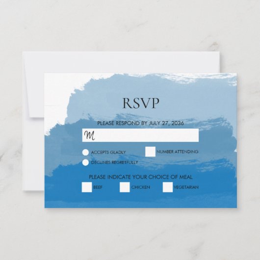 Blue Watercolor Wedding RSVP Cards Karte (Vorderseite)