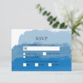 Blue Watercolor Wedding RSVP Cards Karte (Stehend Vorderseite)