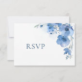 Blue Watercolor Wedding RSVP Karte (Rückseite)