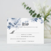 Blue Watercolor Wedding RSVP mit Essensauswahl (Stehend Vorderseite)