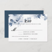 Blue Watercolor Wedding RSVP mit Essensauswahl (Vorne/Hinten)