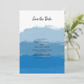 Blue Watercolor Wedding Save The Date (Stehend Vorderseite)