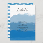 Blue Watercolor Wedding Save The Date (Vorne/Hinten)