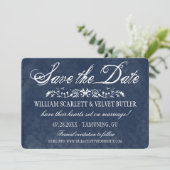 Blue Watercolor Wedding Save the Date (Stehend Vorderseite)