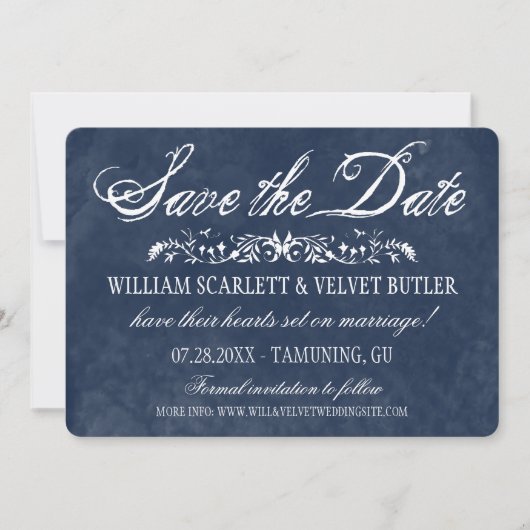 Blue Watercolor Wedding Save the Date (Vorderseite)