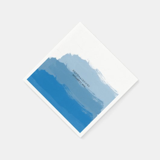 Blue Watercolor Wedding Serviette (Ecke)