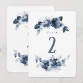 Blue Watercolor Wedding Tischnummer (Vorne/Hinten)