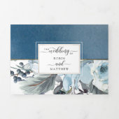 Blue Watercolor Wedding Tri-Fold Einladung UAWG (Cover)