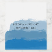 Blue Watercolor Wedding Weinetikett (Einzelnes Label)